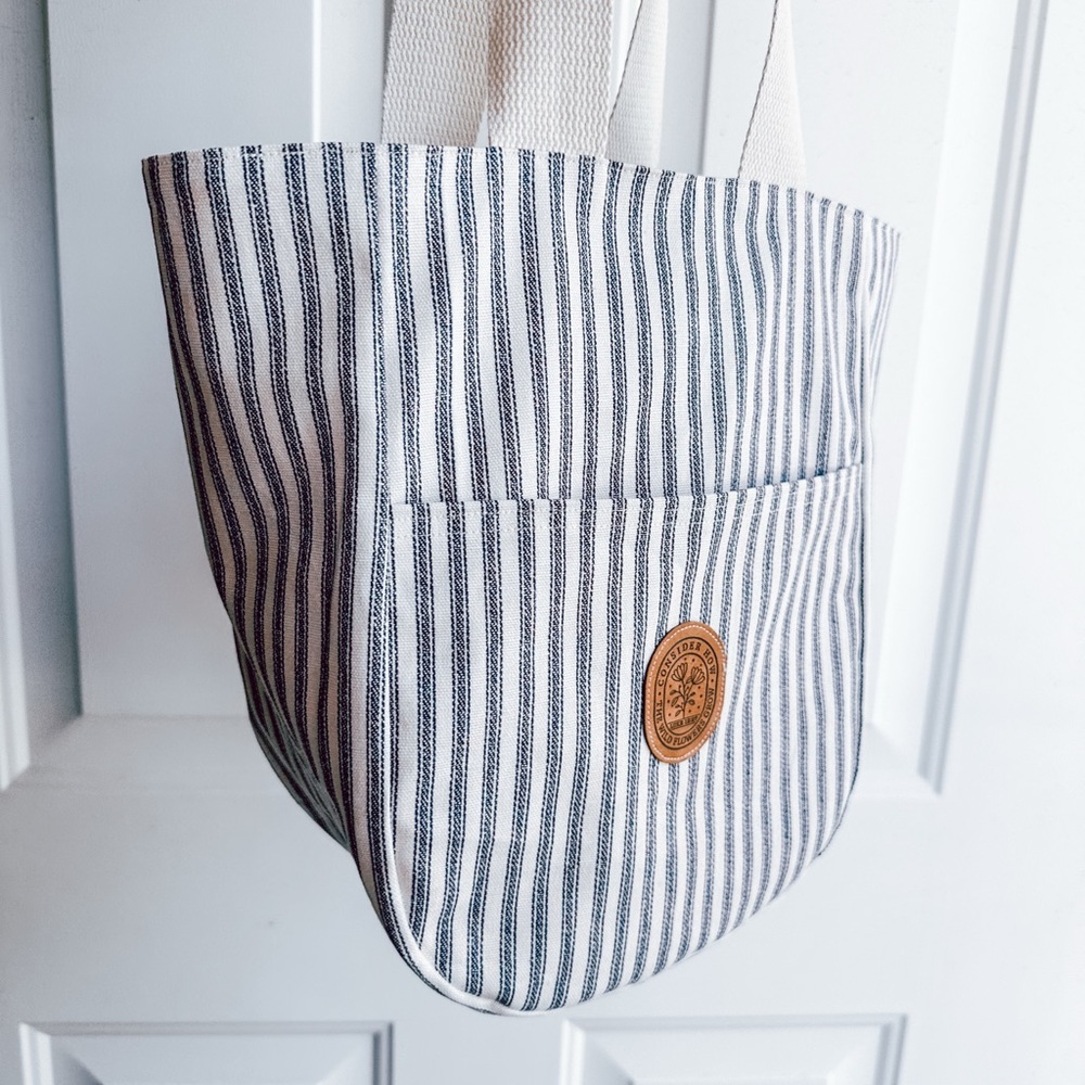 Striped Canvas Tote Bag